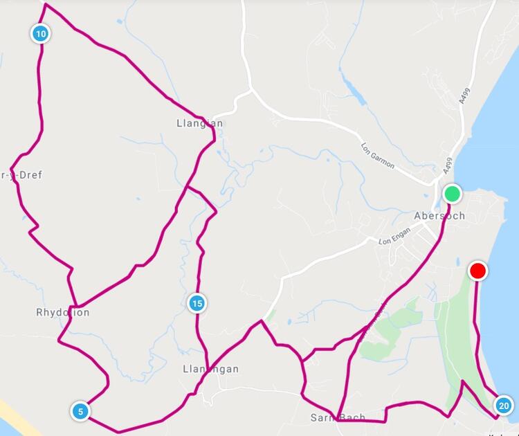 Abersoch Half Marathon Course Map