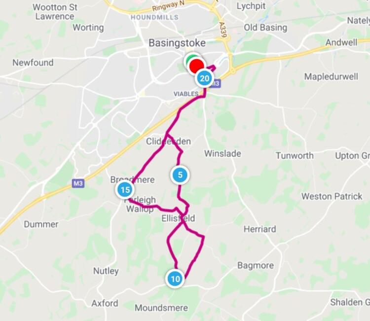 Basingstoke Half Marathon Route Map 