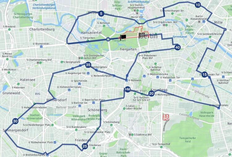 Berlin Marathon Course Route Map 