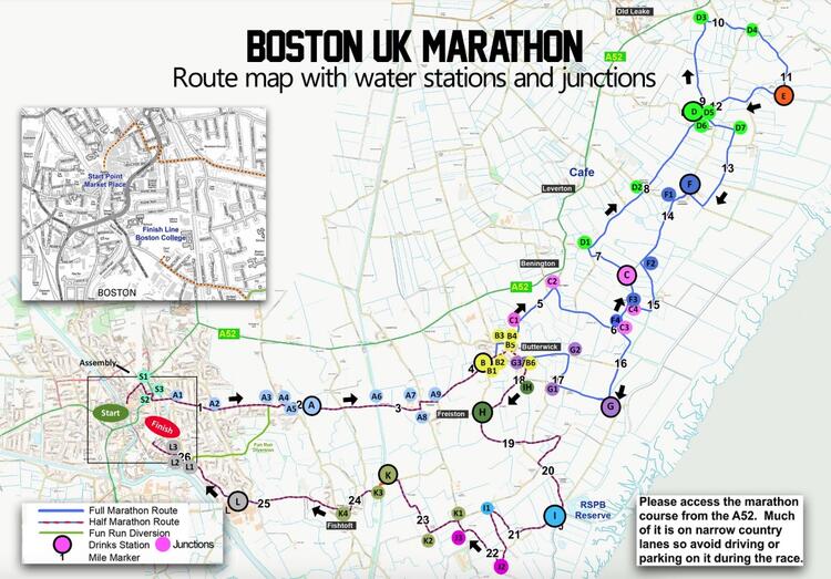 UK Boston Marathon Route Map 