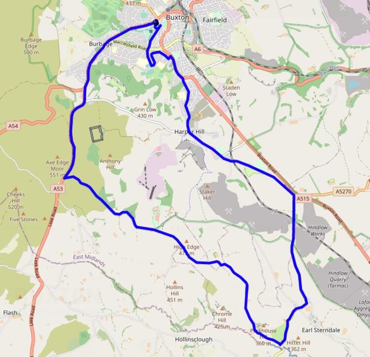 Buxton Half Marathon Course Map