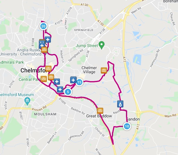 Chelmsford Marathon Route Map