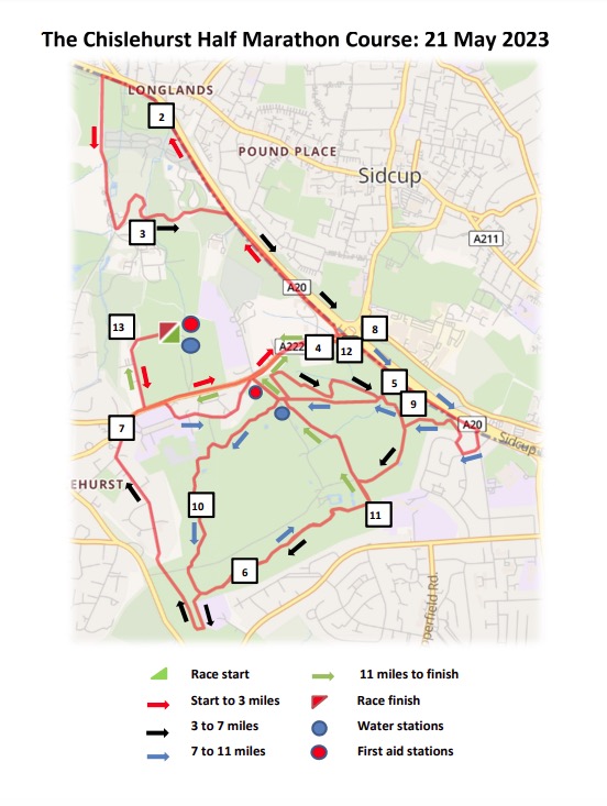 Chislehurst Half Marathon Route Map