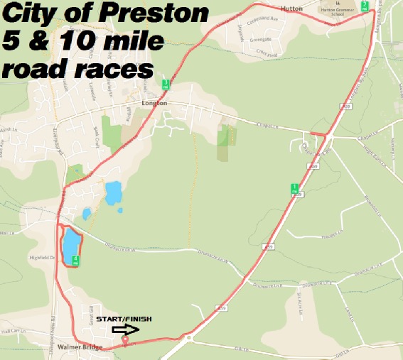 City Of Preston 5 And 10 Mile Course Map 