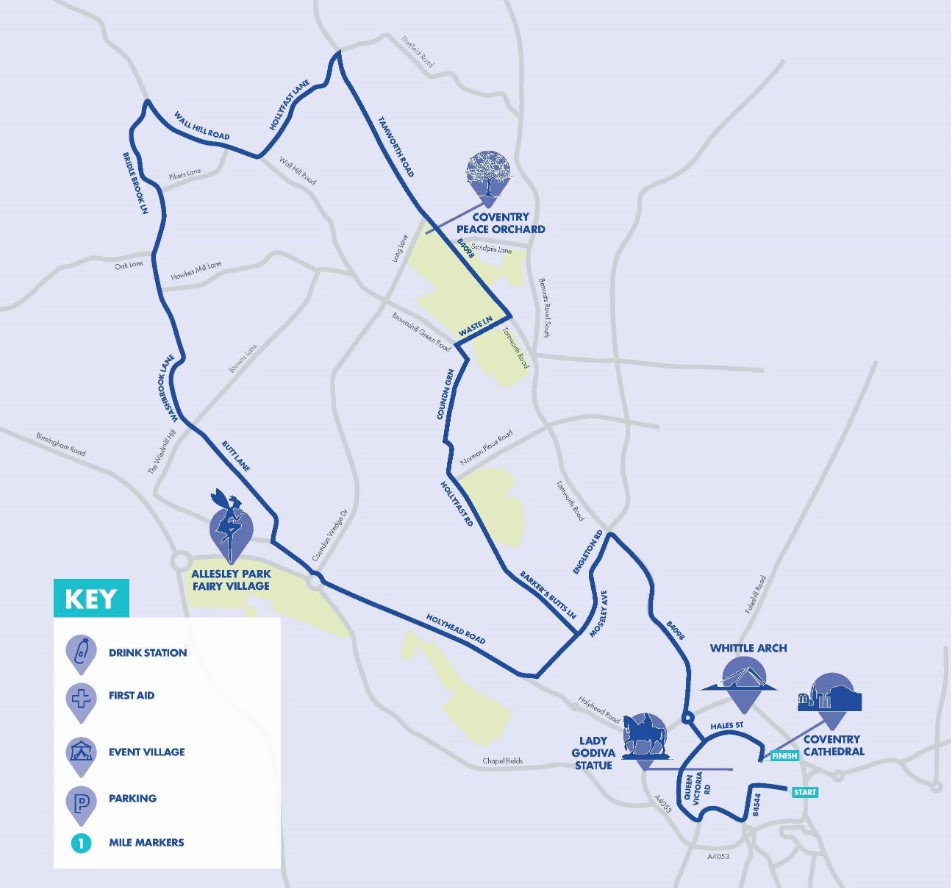 Coventry Half Marathon Route Map 