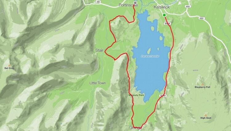 Derwent Water 10 Race Map