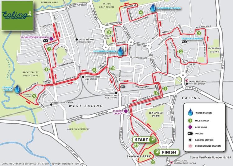 Ealing Half Marathon Course Map
