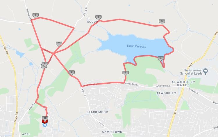 Eccup 10 Mile Course Map