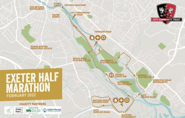 Exeter Half Marathon Course Map