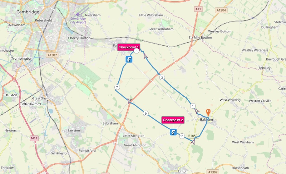 Fleam Dyke Trail Half Marathon Course Map