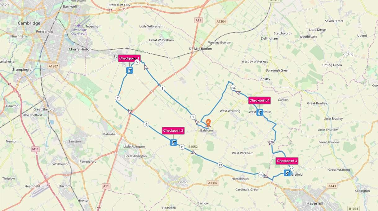 Fleam Dyke Trail Marathon Course Map