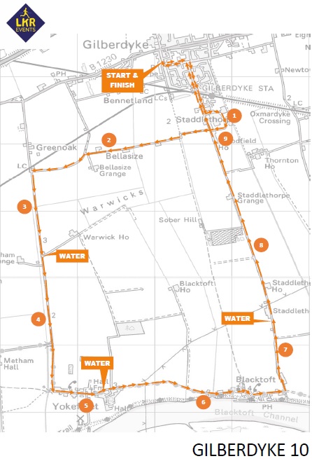 The Gilberdyke 10 Mile Route Map 