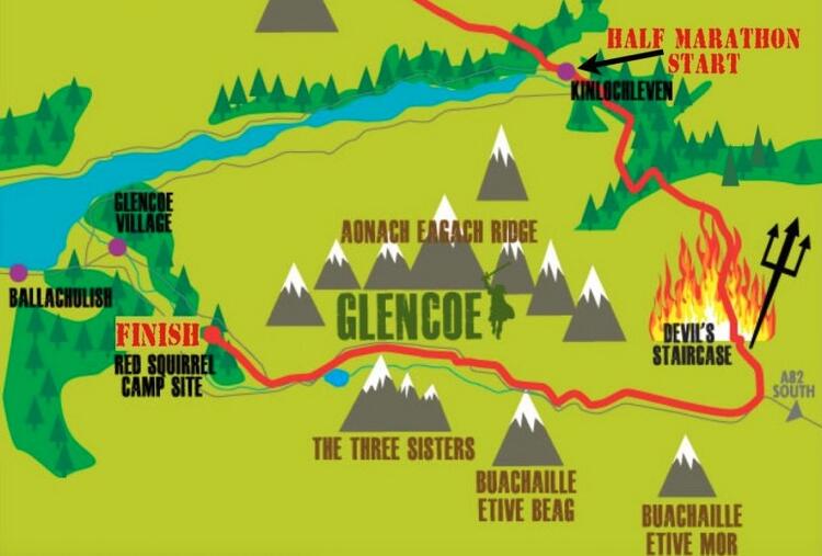 Glencoe Half Marathon Race Course Map