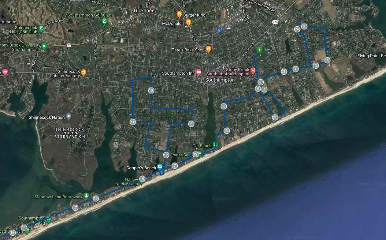 Hamptons Marathon Course Map