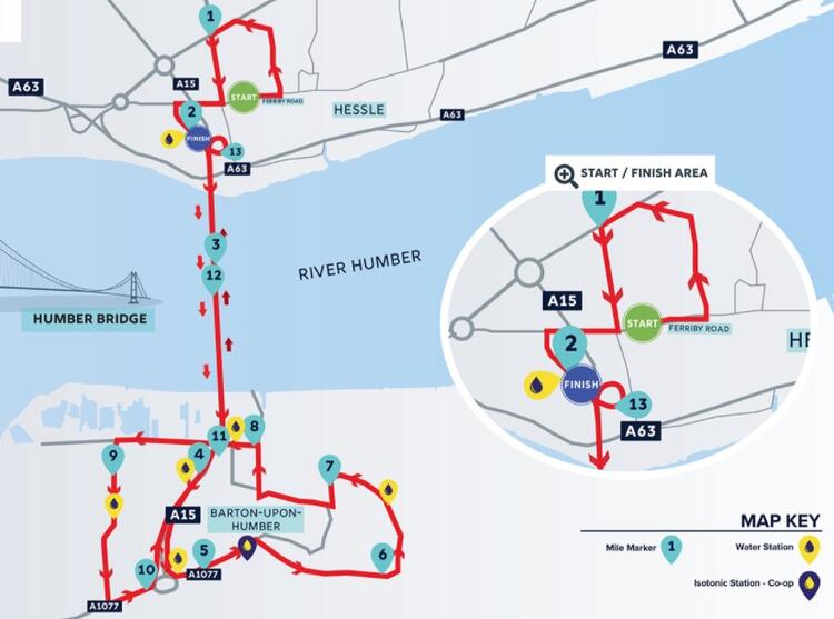 Humber Bridge Half Marathon Course Map