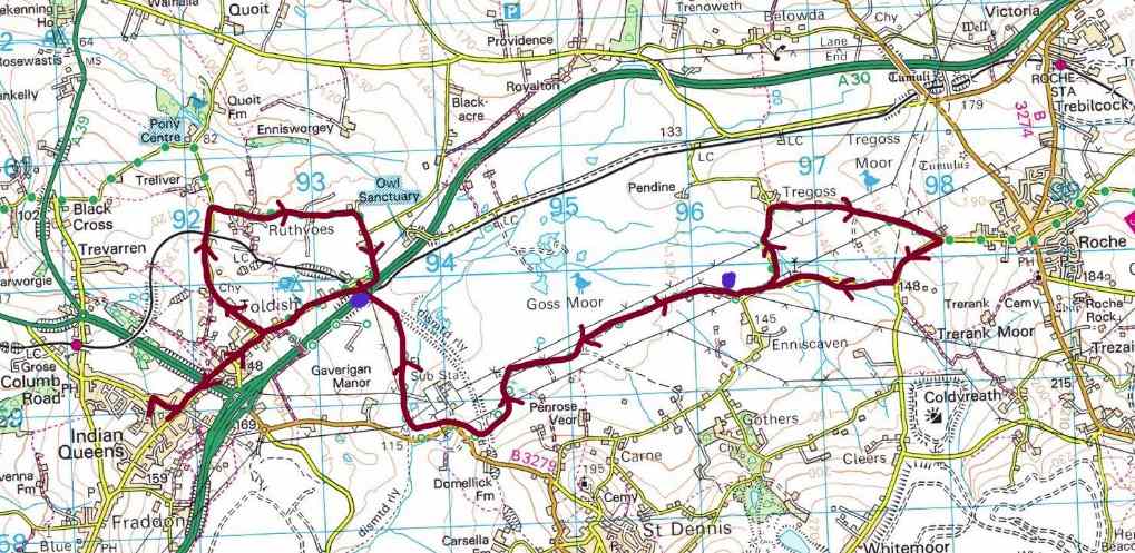 Indian Queens Half Marathon Race Route Map 