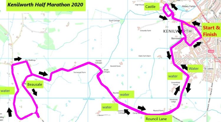 Kenilworth Half Marathon Route Map