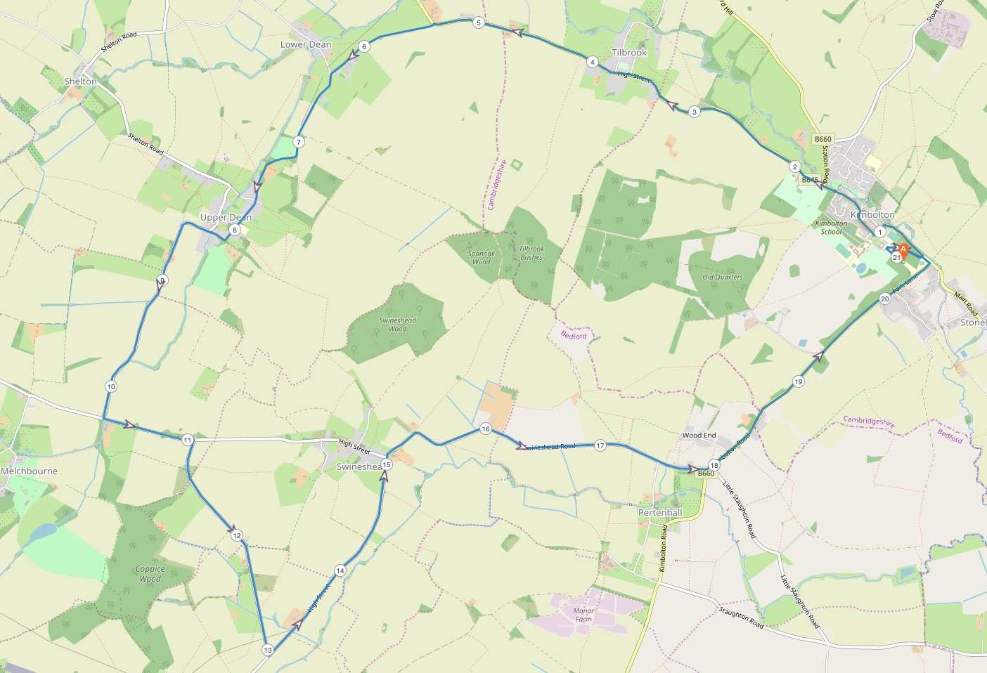 Kimbolton Castle Half Marathon Course Map