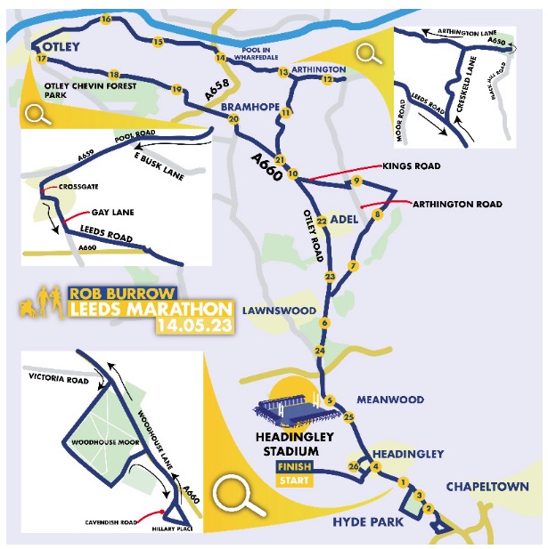 The Rob Burrow Leeds Marathon will take place on Sunday 14th May 2023 and has been inspired by former Leeds Rhinos captain Kevin Sinfield OBE running challenges in recent years in support of his friend and team mate Burrow. The marathon is a partnership between Leeds City Council and Jane Tomlinson’s Run For All – the not-for-profit sporting events company that stages the popular Leeds Half Marathon and Yorkshire Marathon.