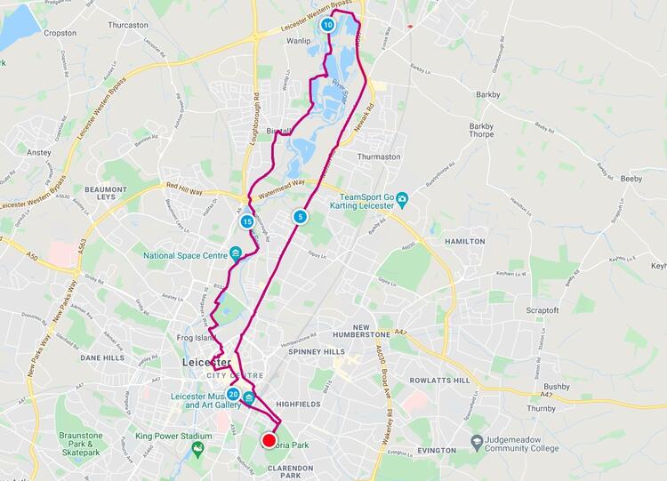 Leicester Half Marathon Course Map