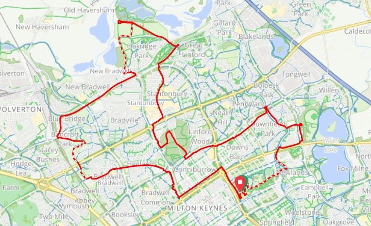 MK Autumn Big Cow Half Course Map