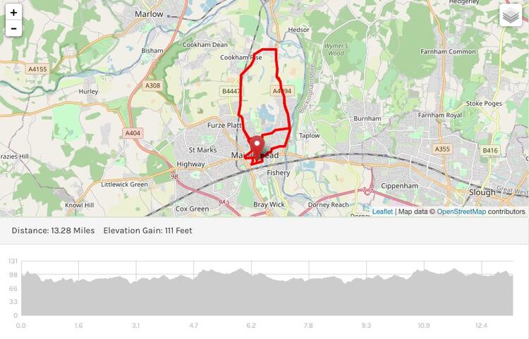 Maidenhead Half Marathon Route Map and Course Elevation