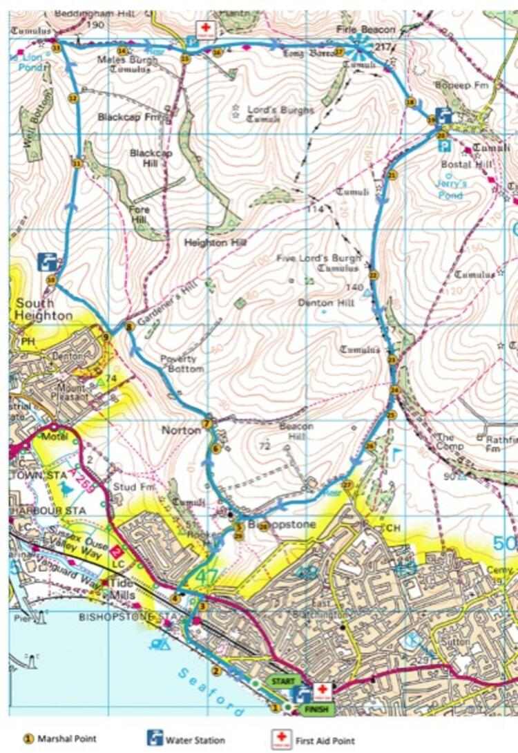 Martello Half Marathon Race Route Map