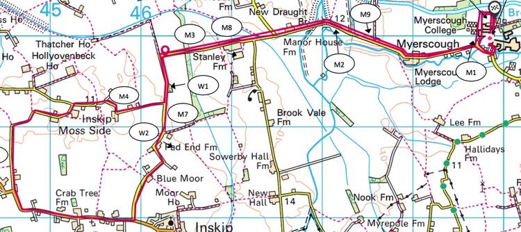 Myerscough 10 Mile Race Course Map