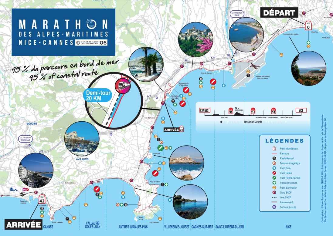 Nice to Cannes Marathon Course Map