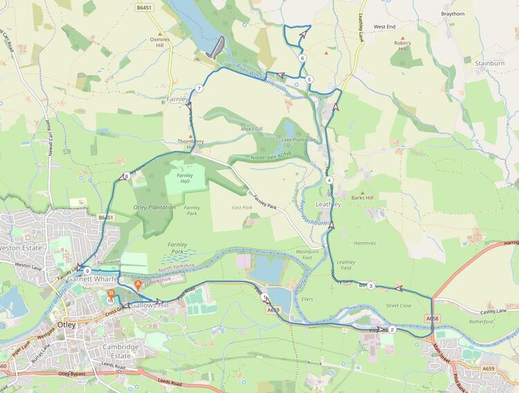 Otley 10 Mile Road Race Course Map