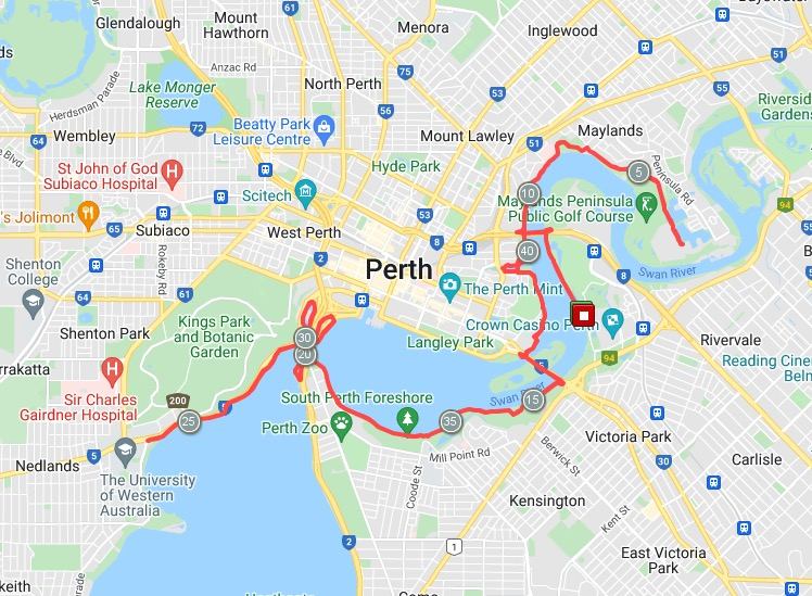 Perth Marathon Course Map