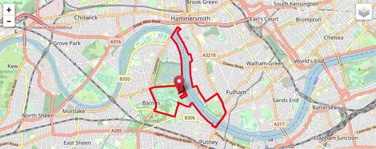 Putney and Fulham Half Marathon Route