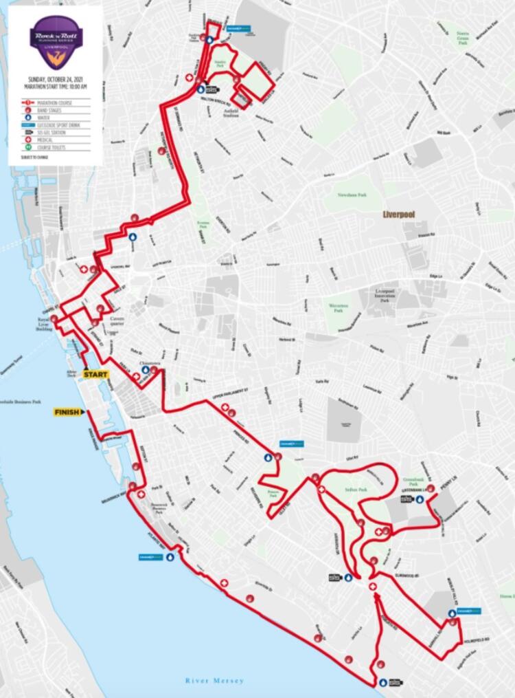 Rock 'n' Roll Liverpool Half Marathon Course Map
