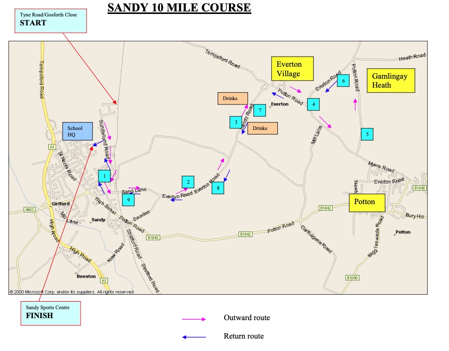 Sandy 10 Mile Course Map