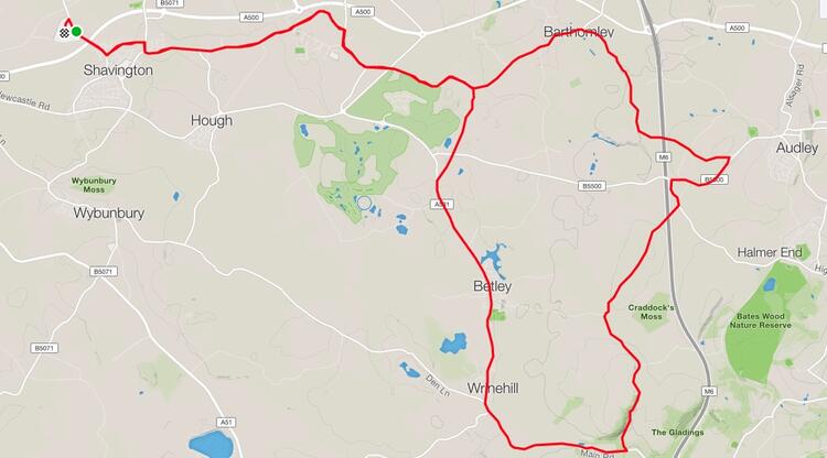 South Cheshire 20 Course Route Map