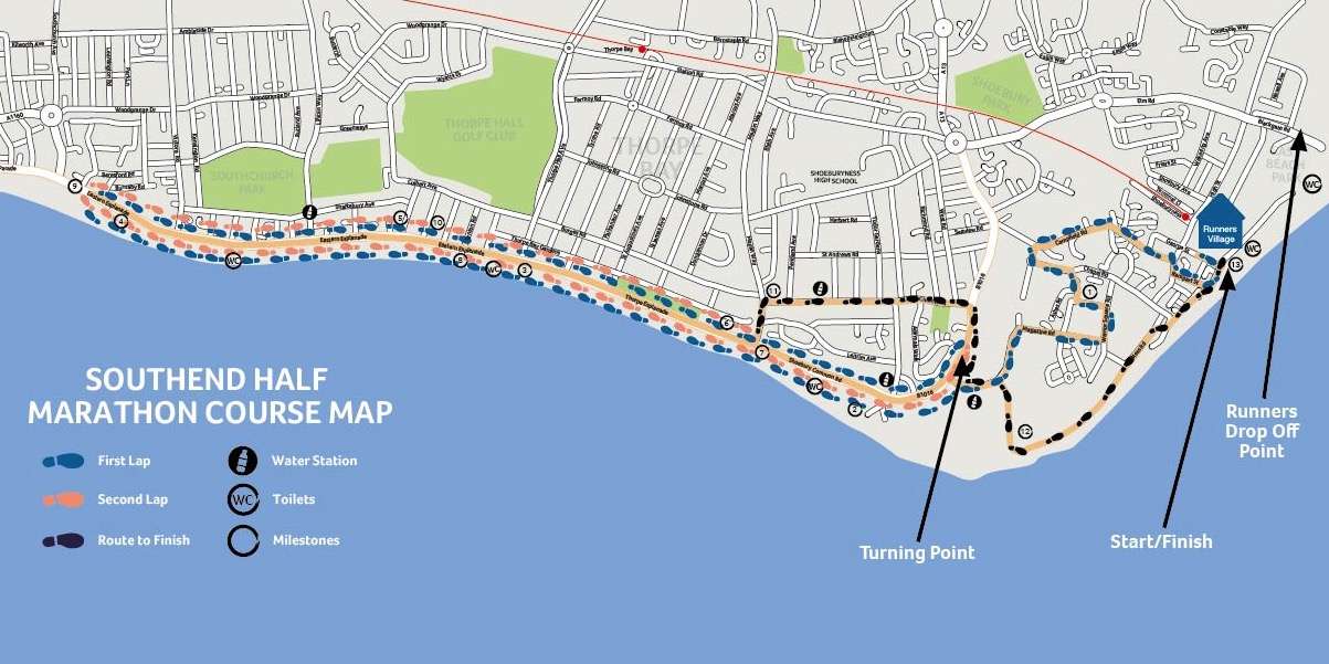 Southend Half Marathon Course Map