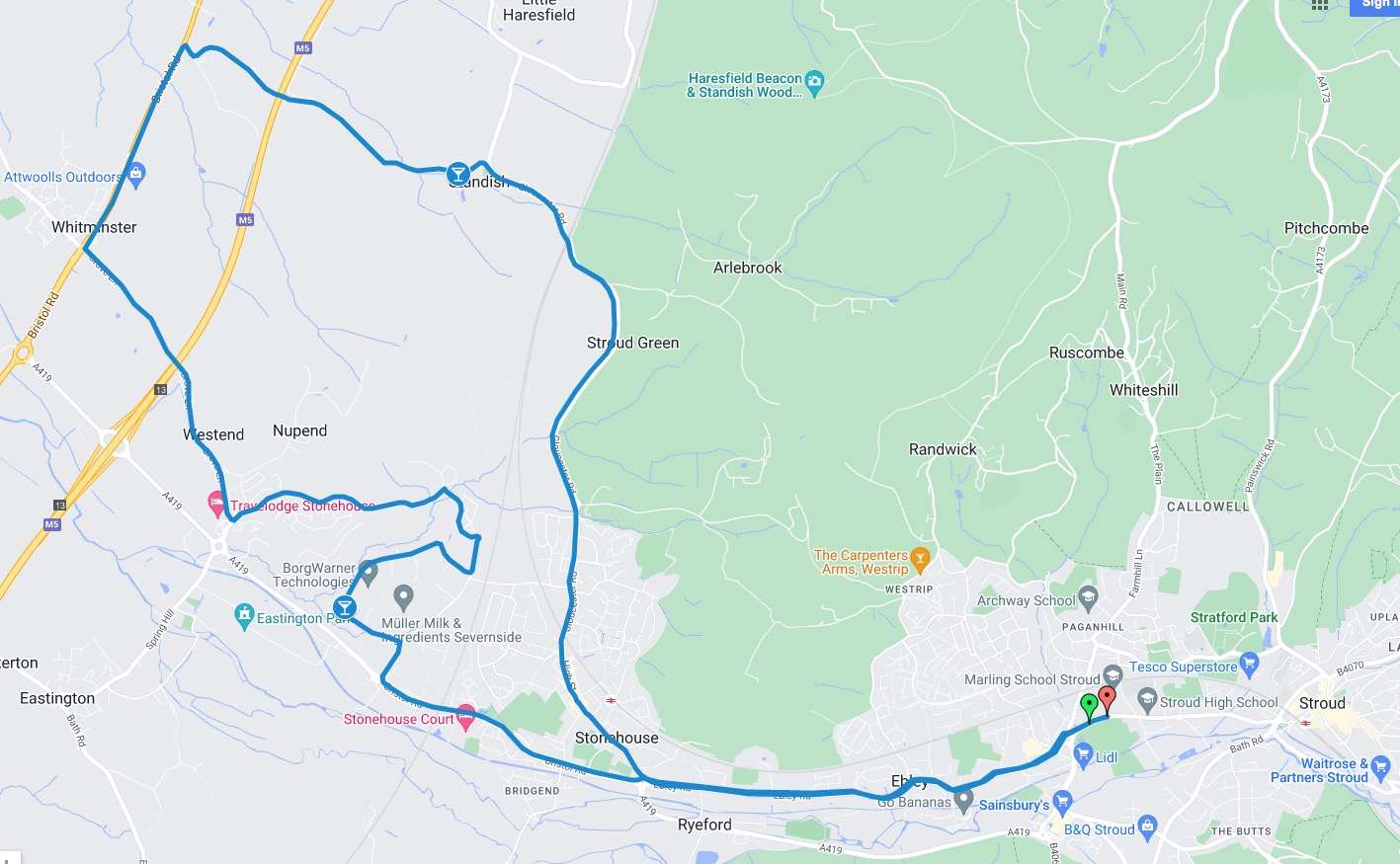 Stroud Half Marathon Course Map