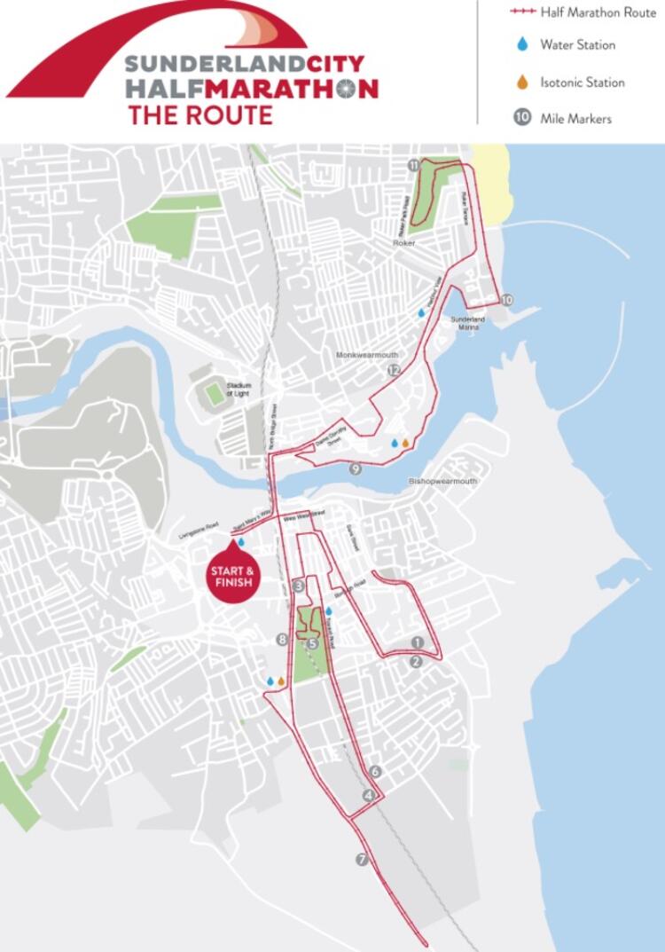 Sunderland City Half Marathon Course Map