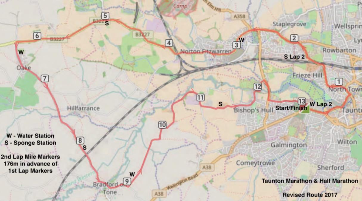 Taunton Half Marathon Course Map