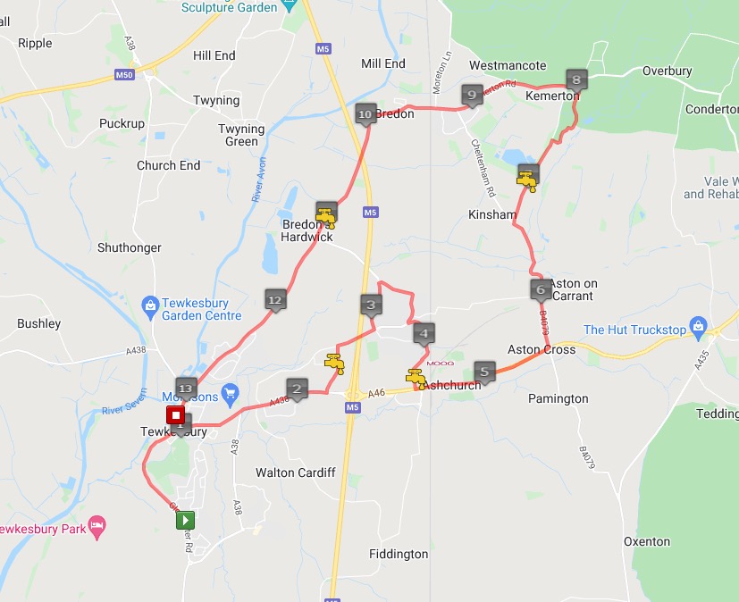 Tewkesbury Half Marathon Course Map
