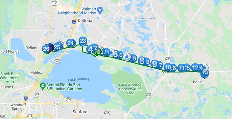 Tomoka Marathon Course Map Route