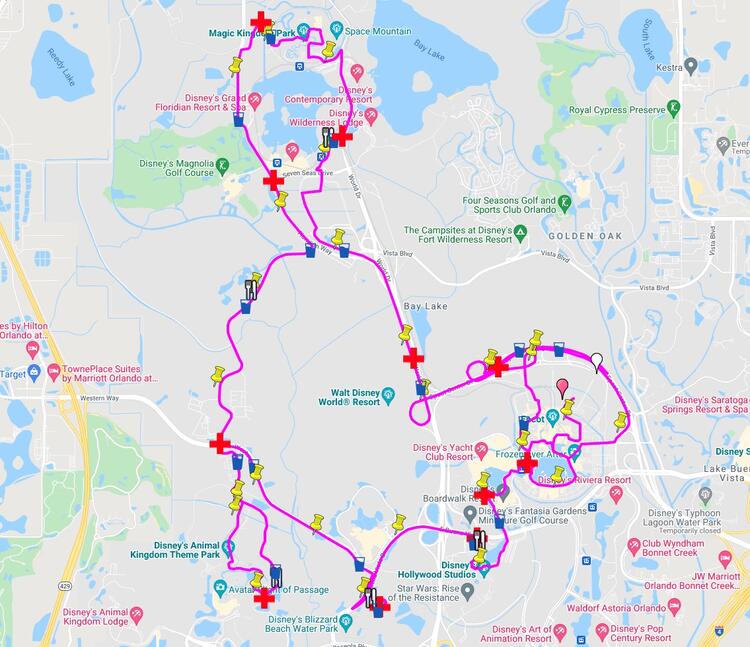 Walt Disney World Marathon Course Map 