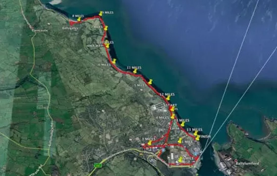 Antrim Coast Half Marathon Course Map