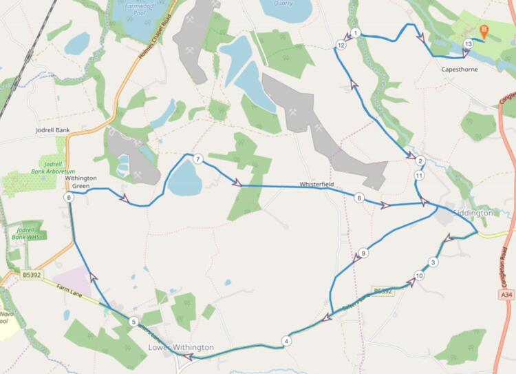 Cheshire Half Marathon Course Route Map