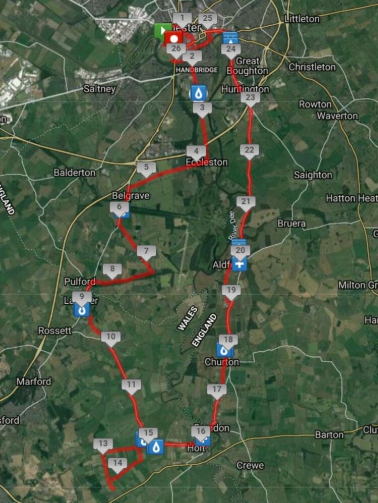 Chester Marathon Race Route Map