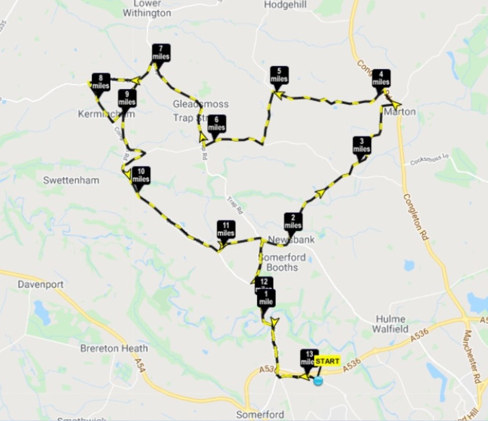Congleton Half Marathon Course Map