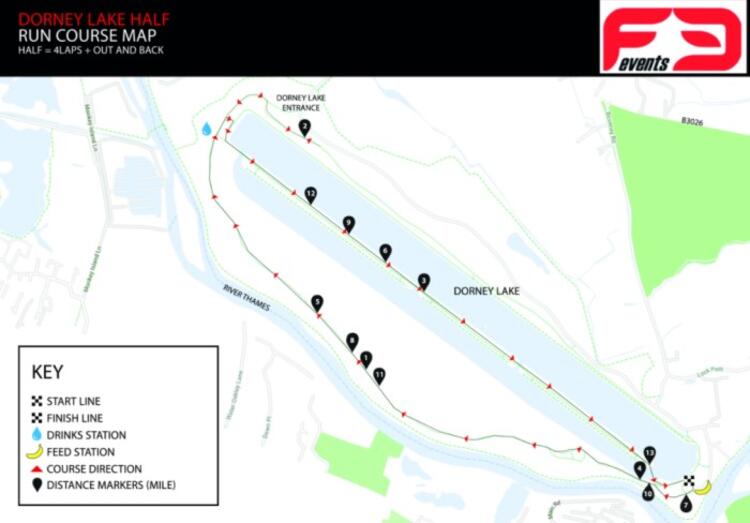 The route race map for the Dorney Lake half marathon