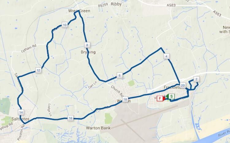 Freckleton Half Marathon Course Map