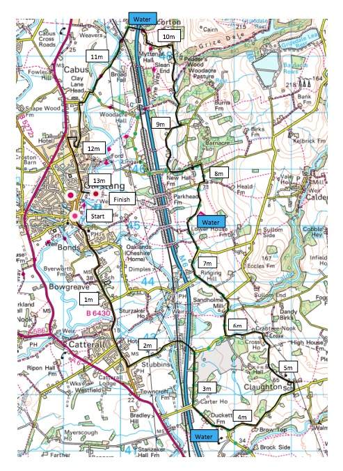 Garstang Half Marathon Route Map 