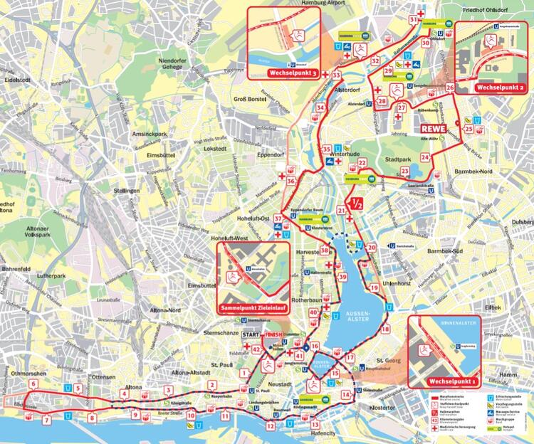 Hamburg Marathon Race Route Map